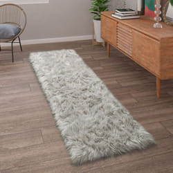 Paco Home - Tapis De Salon Fausse Fourrure Imitation Shaggy Coussins De Sol Forme Cœur Rond 80x150 cm, Gris