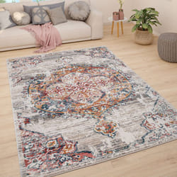 Paco Home - Tapis De Salon Poils Ras Tapis Vintage Motif Oriental Moderne Pastel 60x100 cm, Beige