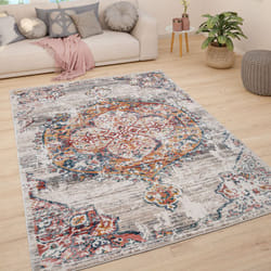 Paco Home - Tapis De Salon Poils Ras Tapis Vintage Motif Oriental Moderne Pastel 120x170 cm, Beige