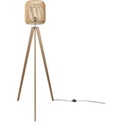 Paco Home - Lampadaire Moderne Salon Chambre Aspect Rotin Boho Corbeille E27 Beige (Ø28 cm), Lampadaire Bois