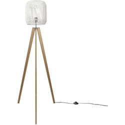 Paco Home - Lampadaire Moderne Salon Chambre Aspect Rotin Boho Corbeille E27 Blanc (Ø28 cm), Lampadaire Bois