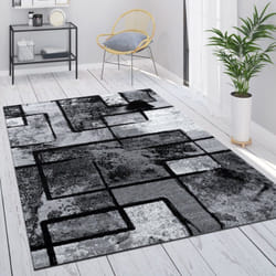 Paco Home - Tapis Gris Tapis Salon Tapis Vintage Salon Poils Ras Géométrique Motif Abstrait 160x230 cm, Gris