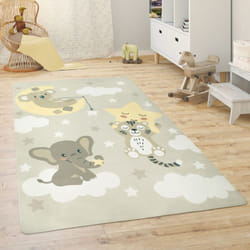 Paco Home - Tapis Chambre Enfant Tapis De Jeux Tapis Bébé Animaux Arc-En-Ciel Cœur Beige, 155x230 cm