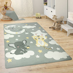 Paco Home - Tapis Chambre Enfant Tapis De Jeux Tapis Bébé Animaux Arc-En-Ciel Cœur 155x230 cm, Gris 2