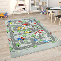 Paco Home - Tapis Chambre Enfant Tapis De Jeux Tapis Bébé Tapis Enfant Route Tapis De Jeux Gris, 155x230 cm