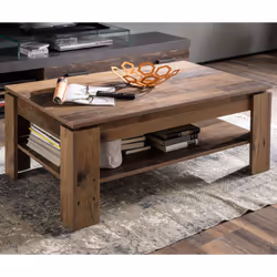 Faites l'acquisition de cette table basse double plateau décor bois vieilli LINDA , elle permet d'agencer divers styles décor ...