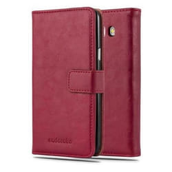 Coque - CADORABO - Samsung Galaxy J7 2016 - Simili-cuir - Rouge Cerise - Design Luxury