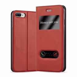 Cadorabo Coque Apple iPhone 8 PLUS / 7 PLUS / 7S PLUS ROUGE SAFRAN VIEW Housse Etui Case Cover Magnétique supporte Stand et V ...