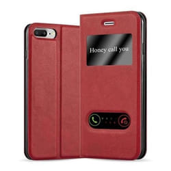 Cadorabo Coque Apple iPhone 8 PLUS / 7 PLUS / 7S PLUS ROUGE SAFRAN VIEW Housse Etui Case Cover Magnétique supporte Stand et Vitres