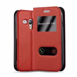 Coque - CADORABO - Samsung Galaxy S3 MINI - Rouge Safran - Simili-cuir - Design VIEW