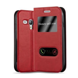 Coque - CADORABO - Samsung Galaxy S3 MINI - Rouge Safran - Simili-cuir - Design VIEW