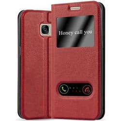 Cadorabo Coque Samsung Galaxy S7 ROUGE SAFRAN VIEW Housse Etui Case Cover Protection Magnétique supporte Stand et Vitres