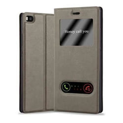 Coque pour Huawei P8 Etui en MARRON PIERRE Case Cover Housse fermeture magnétique fenêtres de visualisation
