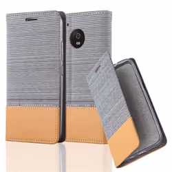 Coque pour Motorola MOTO G5 PLUS Housse en GRIS CLAIR MARRON Etui Case Cover Protection fermeture magnétique