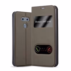 Housse - Cadorabo - LG G6 - Marron Pierre - Étui avec Stand et Fenêtres - Protection Durable