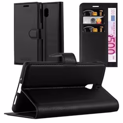 Coque - CADORABO - Nokia 3 - Similicuir Noir de Jais - Étui avec Rabat et Stand Horizontal - Protection Complète