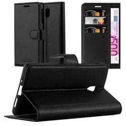 Coque - CADORABO - Nokia 3 - Similicuir Noir de Jais - Étui avec Rabat et Stand Horizontal - Protection Complète
