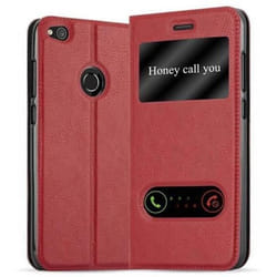 Coque - CADORABO - Huawei P8 LITE 2017 - Étui en Simili-Cuir - Rouge Safran - Design VIEW