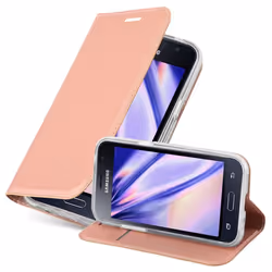 Coque Samsung Galaxy J1 2016 (6) en CLASSY OR ROSÉ de Cadorabo (Design MAT MÉTALLIQUE) Etui de Protection Complète avec Rabat ...
