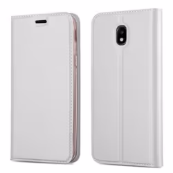 Coque pour Samsung Galaxy J3 2017 Etui en CLASSY ARGENT Housse Case Cover Protection fermeture magnétique Portefeuille Wallet
