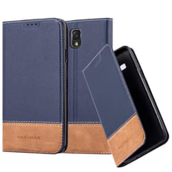 Cadorabo Coque Samsung Galaxy NOTE 3 BLEU BRUN SIMILI-(CUIR/DAIM) Housse Etui Case Cover Magnétique supporte Stand et fente carte