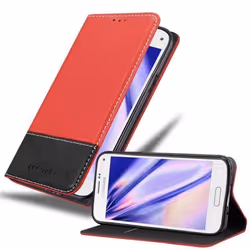 Coque - CADORABO - Galaxy S5 MINI / S5 MINI DUOS - Rouge Noir - Similicuir - Fermeture Magnétique
