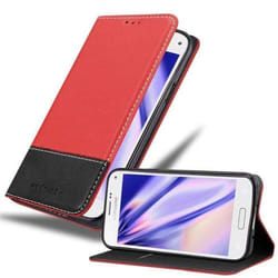 Coque - CADORABO - Galaxy S5 MINI / S5 MINI DUOS - Rouge Noir - Similicuir - Fermeture Magnétique