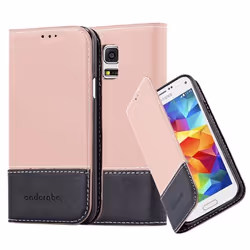 Coque - Cadorabo - Samsung Galaxy S5 MINI - Similicuir - Rose et Noir - Fermeture Magnétique