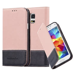 Coque - Cadorabo - Samsung Galaxy S5 MINI - Similicuir - Rose et Noir - Fermeture Magnétique