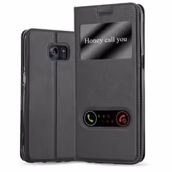 Coque Samsung Galaxy S7 EDGE en NOIR COMÈTE de Cadorabo (Design VIEW) Etui de Protection Complète avec Rabat à Clapet Stand