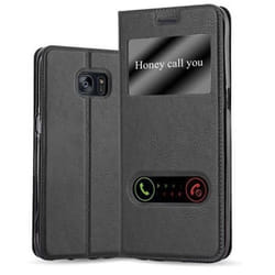 Coque Samsung Galaxy S7 EDGE en NOIR COMÈTE de Cadorabo (Design VIEW) Etui de Protection Complète avec Rabat à Clapet Stand