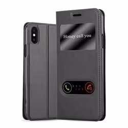 Coque pour Apple iPhone X / XS Etui en NOIR COMÈTE Case Cover Housse fermeture magnétique fenêtres de visualisation