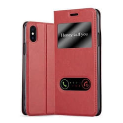 Coque pour Apple iPhone X / XS Etui en ROUGE SAFRAN Case Cover Housse fermeture magnétique fenêtres de visualisation
