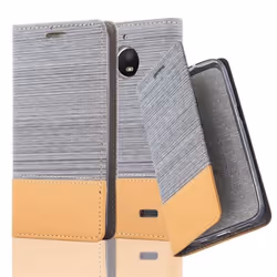Coque pour Motorola MOTO E4 Housse en GRIS CLAIR MARRON Etui Case Cover Protection fermeture magnétique