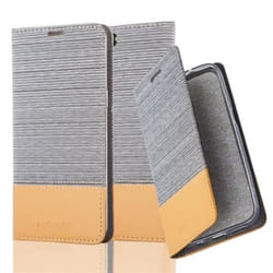 Coque OnePlus 5 - CADORABO - Gris Clair Marron - Similicuir - Étui avec Rabat Magnétique - Fonction Stand