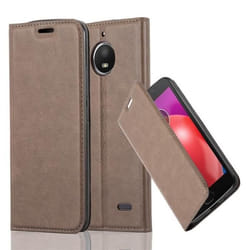 Coque - CADORABO - MOTO E4 - Marron Café - Simili-Cuir - Fermeture Magnétique Invisible