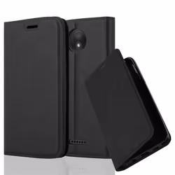 Étui pour téléphone portable - CADORABO - Motorola MOTO C PLUS - Simili-cuir - Noir nuit - Fonction stand