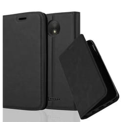 Étui pour téléphone portable - CADORABO - Motorola MOTO C PLUS - Simili-cuir - Noir nuit - Fonction stand