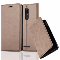 Coque WIKO VIEW en MARRON CAFÉ de Cadorabo (Design FERMETURE MAGNÉTIQUE INVISIBLE) Etui de Protection Complète avec Rabat à C ...
