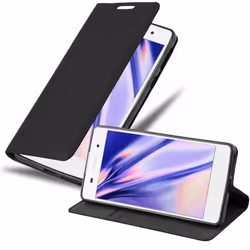 Étui pour téléphone portable - CADORABO - Sony Xperia E5 - Simili-cuir - Noir Nuit - Fonction stand