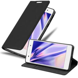 Étui pour téléphone portable - CADORABO - Sony Xperia E5 - Simili-cuir - Noir Nuit - Fonction stand