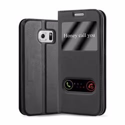 Cadorabo Coque pour Samsung Galaxy S6 EDGE PLUS en NOIR COMÈTE – Housse Protection avec Stand Horizontal et Deux Fenêtres – V ...