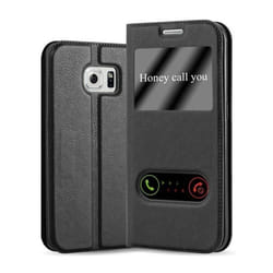 Cadorabo Coque pour Samsung Galaxy S6 EDGE PLUS en NOIR COMÈTE – Housse Protection avec Stand Horizontal et Deux Fenêtres – View