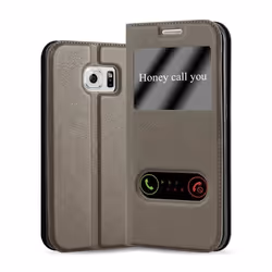 Cadorabo Coque pour Samsung Galaxy S6 EDGE PLUS en MARRON PIERRE – Housse Protection avec Stand Horizontal et Deux Fenêtres – ...