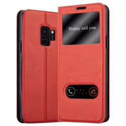 Housse de protection - CADORABO - Samsung Galaxy S9 - Simili-cuir - Stand horizontal - Rouge safran