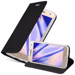 Cadorabo Coque pour Motorola MOTO G5 PLUS en CLASSY NOIR - Housse Protection avec Fermoire Magnétique Stand Horizontal et Fen ...