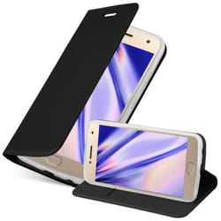 Cadorabo Coque pour Motorola MOTO G5 PLUS en CLASSY NOIR - Housse Protection avec Fermoire Magnétique Stand Horizontal et Fente