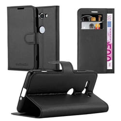 Coque pour Sony Xperia XZ2 COMPACT Housse en NOIR DE JAIS Etui Case Cover Protection fermeture magnétique Portefeuille