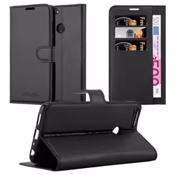 Coque pour Huawei P SMART 2018 / Enjoy 7S Housse en NOIR DE JAIS Etui Case Cover Protection fermeture magnétique Portefeuille