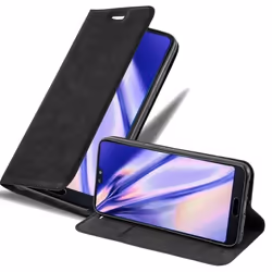 Étui pour téléphone portable - CADORABO - Huawei P20 - Simili-cuir - Noir Nuit - Fonction stand